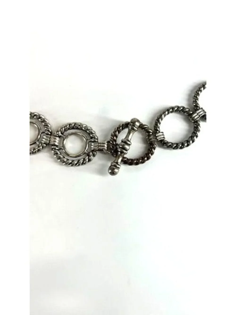 Vintage Y2K Silver Textured O-Ring Chain Belt | Boho Etched Circle Link Hip Belt